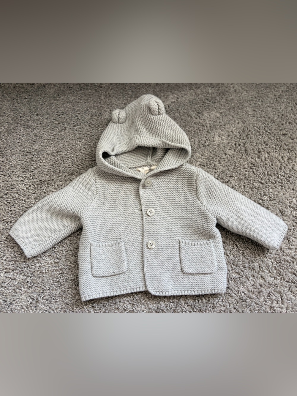 Gap Baby Knit Hooded Cardigan Sweater - Light Gray
